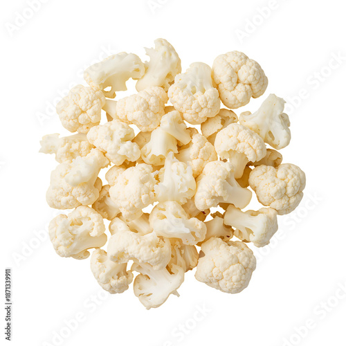 Fresh Cauliflower Pieces on a White Background Ready for Cooking or Serving