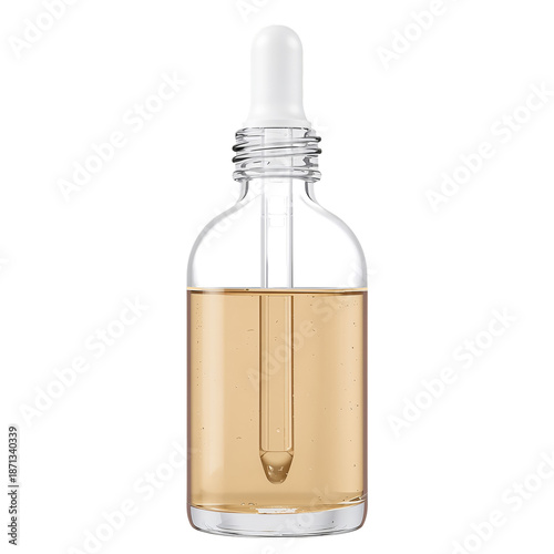 Glass Dropper Bottle for Essential Oils and Herbal Extracts on a Plain Backgr...