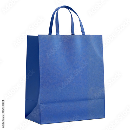 Blue Paper Bag With Handles Placed Against a Plain Background in a Bright Set...