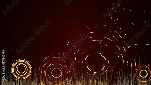 Vibrant Neon Circles on Dark Background.