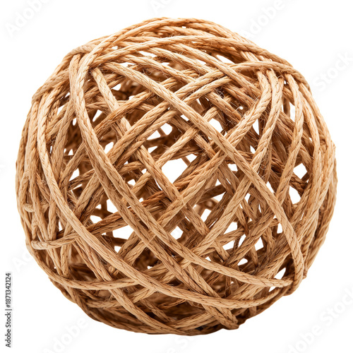 Woven Rope Ball on a White Background