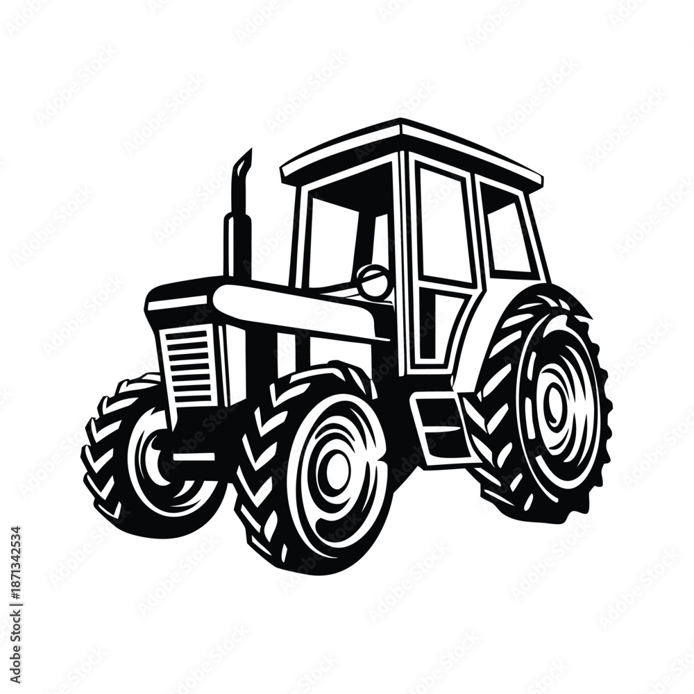Obraz premium Farm Machinery Illustration of a Tractor for Agricultural Industry Concepts
