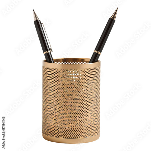 Writing Tools in a White Holder on a Plain Background for an Office or Study ...