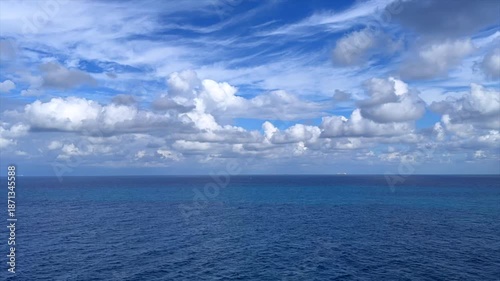 Time lapse of moving blue ocean sky and clouds