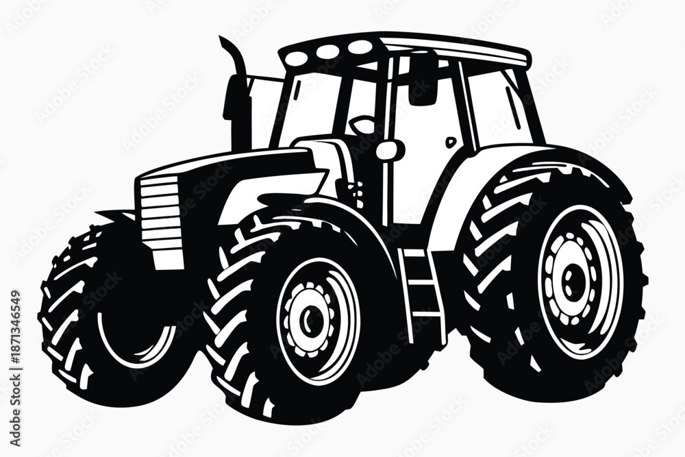 Obraz premium Artistic Sketch of a Rural Farm Tractor for Countryside and Agricultural Themes