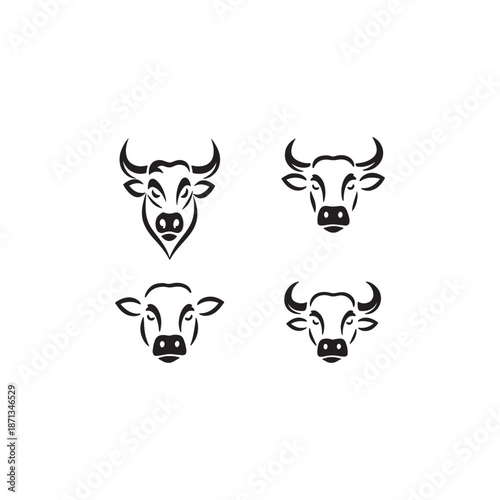 Minimalist Cow Silhouettes for Branding & Design