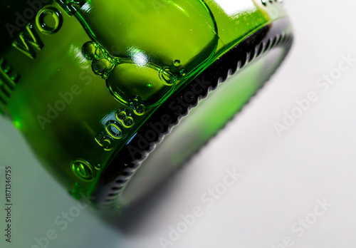 Abstract macro shot of air bubbles inside a green glass bottle
Detailed macro photography of small air bubbles trapped in a green liquid. A perfect abstract background for concepts like 