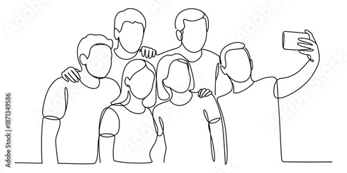 Group of friends capturing a joyful moment together with a modern selfie