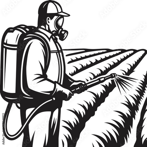 Rustic Hand Drawn Illustration of an Elder Farmer Wearing a Brimmed Hat