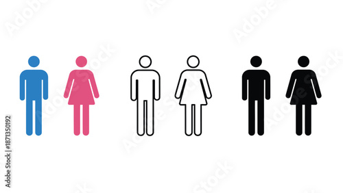 A set of colorful and simple human icons representing different genders