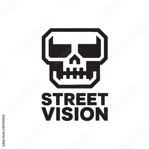 Edgy skull graphic with bold typography. Street rebel lettering with skeleton head. Gritty underground fashion element for t-shirt prints and logo art.