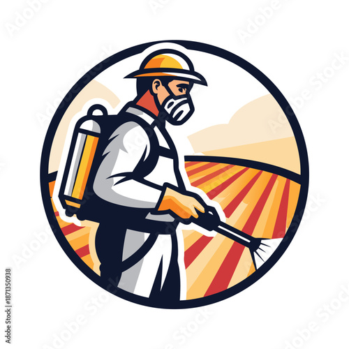 Organic Farm Worker Illustration Wearing Sustainable Clothing and Garden Hat