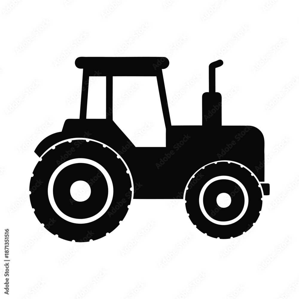 Obraz premium Tractor Silhouette Icon Vector Illustration