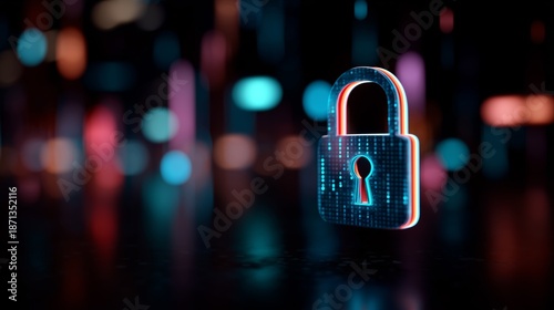 A digital lock symbol represents the importance of privacy and security in the digital world