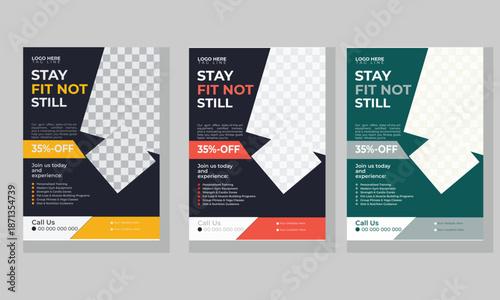 GYM flayer A4 size design elegant batman shape corporate flayer yellow and black with editable layer flayer poster, vector template. Business template. 