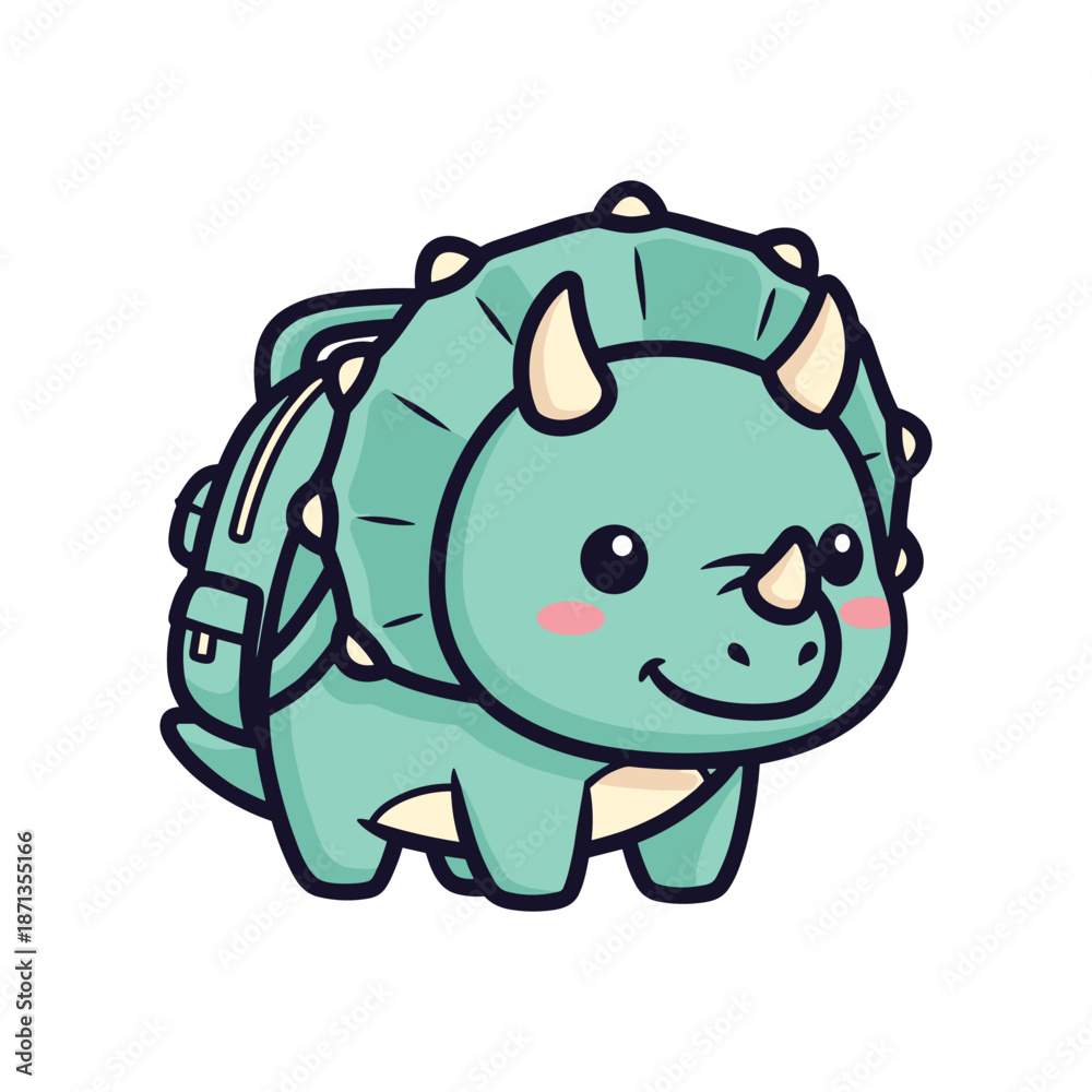 Fototapeta premium Cute Cartoon Dinosaur Backpack Illustration