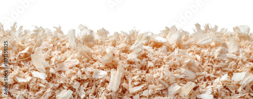 Light beige wood shavings or sawdust fill the image