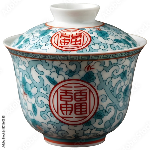 Traditional Blue and White Chinese Porcelain Tea Cup with Lid