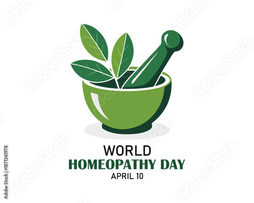 World Homeopathy day is celebrated annually on April 10th. the day is a celebration of both homeopaths and those who have been healed with homeopathy. Vector illustration.