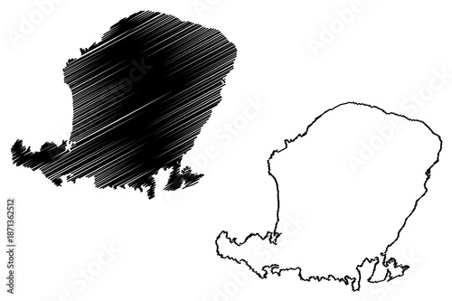 Lombok island (Republic of Indonesia, South East Asia, Lesser Sunda Islands) map vector illustration, scribble sketch Lombok map
