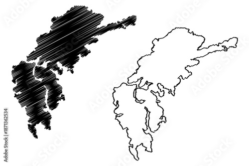 Ljustero island (Kingdom of Sweden) map vector illustration, scribble sketch Ljusterö map