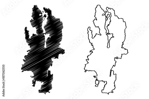 Lumparland island (Republic of Finland, Aland Islands) map vector illustration, scribble sketch Lumparland map