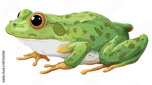 Adorable Cartoon Frog on White Background Vector Illustration for Graphic Design Projects