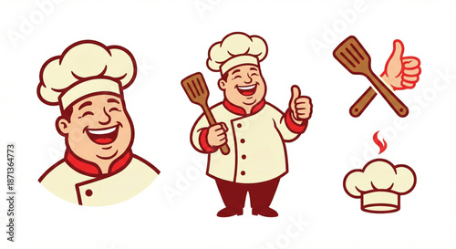 A chubby male chef wearing a chef hat