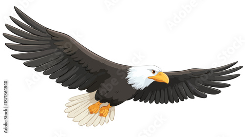 Eagle Cartoon Vector with Outline Isolated on White - Professional Illustration