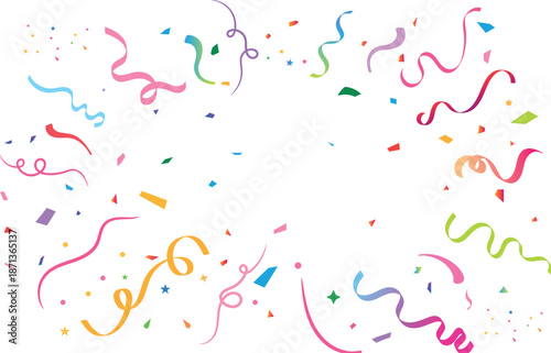 Photos Colorful Celebration Confetti Explosion Vector – Festive Streamers Isolated on W