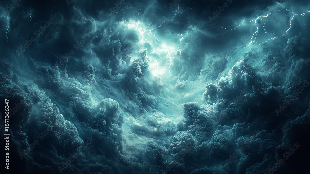 Obraz premium Overwhelming emotion concept with violent storm representing inner conflict and distress