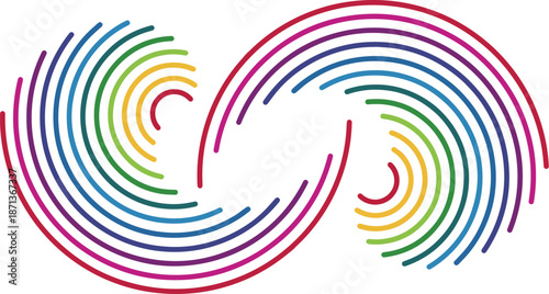 Abstract Rainbow Swirl Lines Vector – Colorful Circular Wave Pattern Isolated on White Background