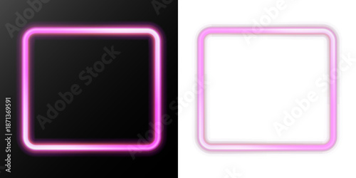 Wallpaper Mural Pink neon square frames with glowing rounded corners isolated on black background. Torontodigital.ca