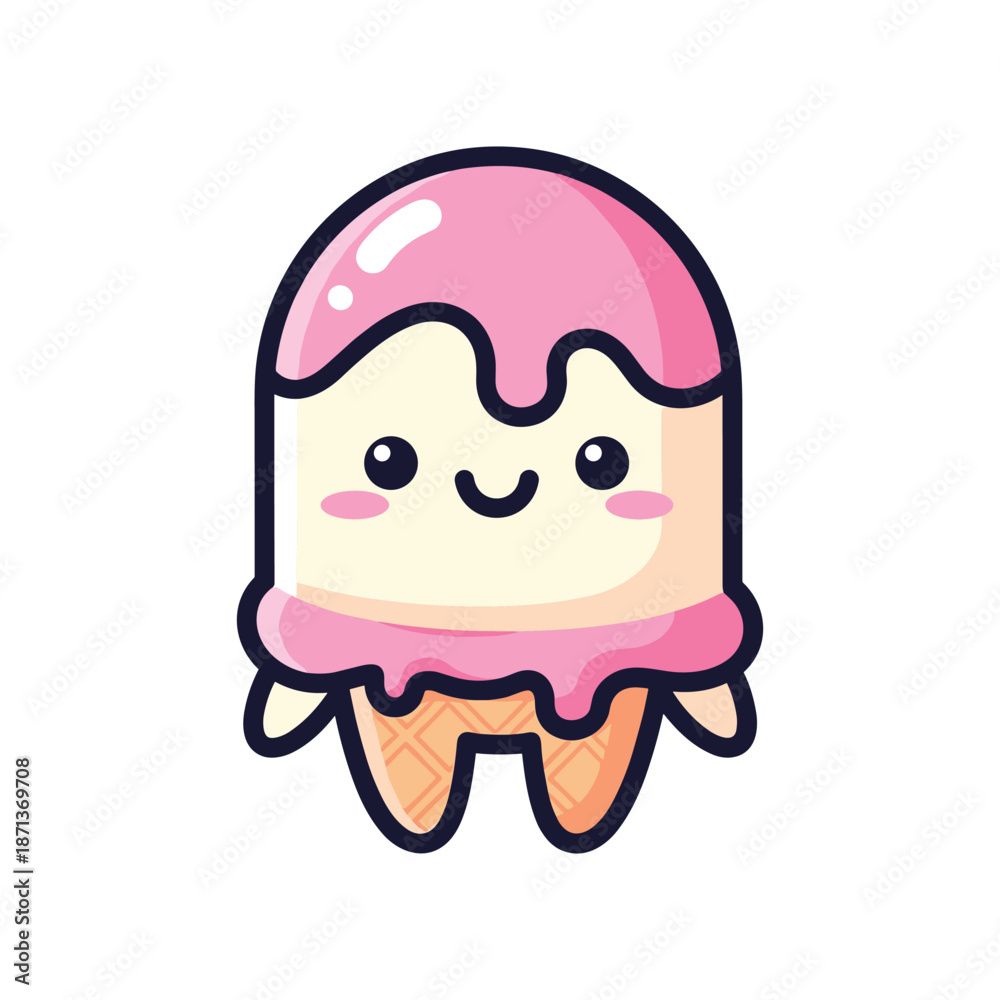 Obraz premium Cute Cartoon Ice Cream Illustration