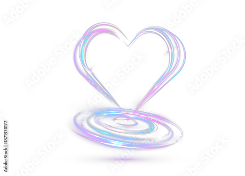 Wallpaper Mural Glowing purple and blue light heart with neon vortex ring and energy particles isolated on black background. Torontodigital.ca