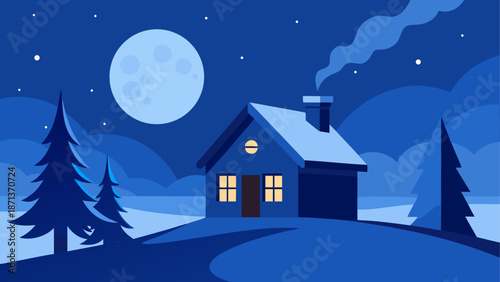 Illustration of house under moonlight night