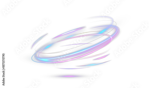 Wallpaper Mural Glowing purple and blue light vortex swirl with neon trails isolated on black background. Torontodigital.ca