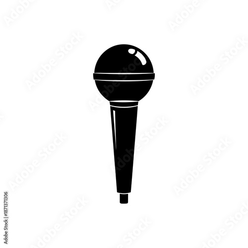 Simple black and white illustration of a classic studio recording microphone