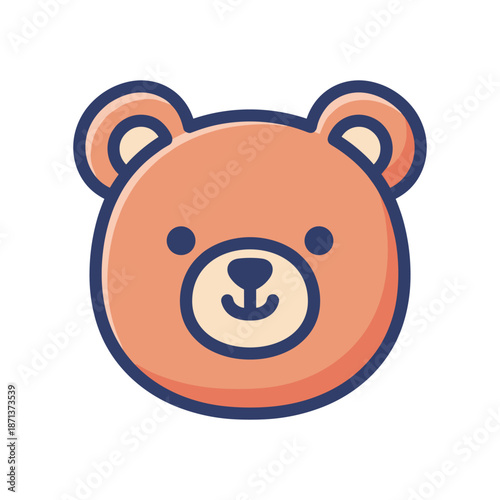 Cute Cartoon Bear Face Illustration