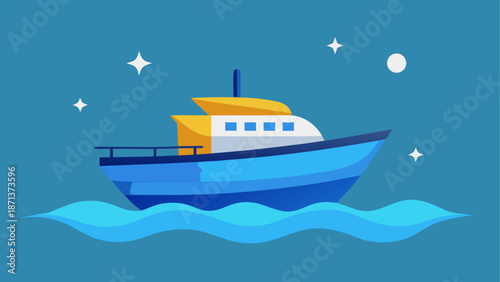 Illustrated boat on calm waters