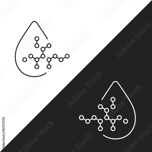 Quadro su tela Abstract Molecular Connectivity Map Inside Water Droplet Icon Representing Advan