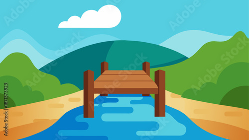 Peaceful mountain lake dock