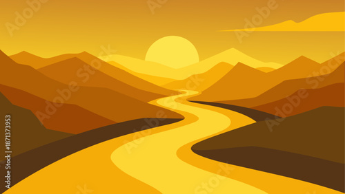 Sunset over mountain range