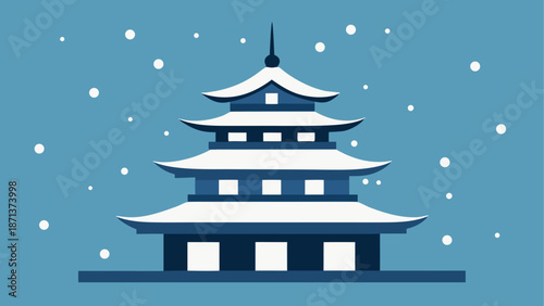 Traditional japanese pagoda in snow