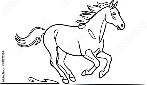One Line of a Galloping Horse one line black and white 1