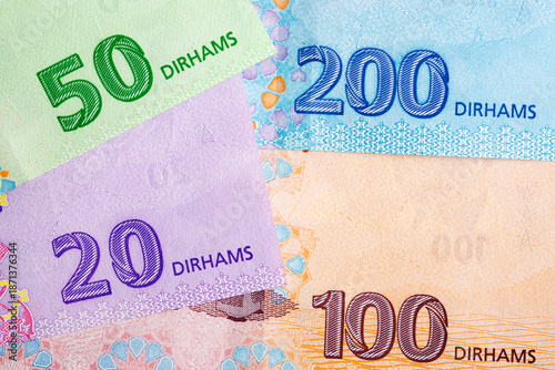 Closeup of Moroccan dirham a business background