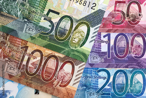 Closeup of Kenyan shilling a business background