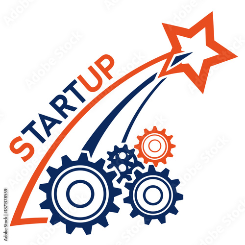Startup growth with gears and comet
