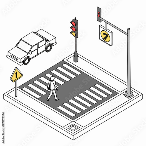 Person crossing at pedestrian crosswalk