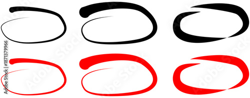 Red and black circle brush stroke marker highlighter vector.